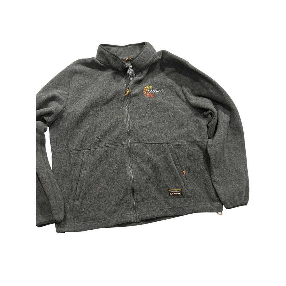 LL Bean Fleece Jacket Full Zip CocoaVia‎ Logo Gray Mens XXL 
(637)
